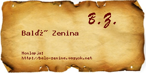 Baló Zenina névjegykártya